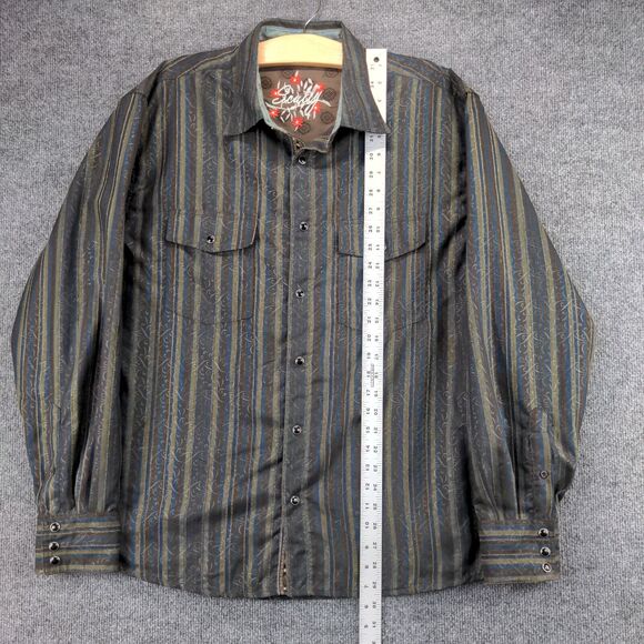 Scully Pearl Snap Button Up Shirt Men's Large Western Brown Striped - Picture 12 of 14